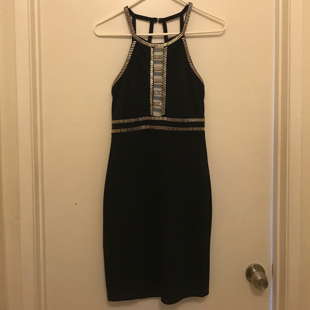 Black Papaya Gold Embellishment Cocktail Dress